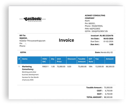Tax Invoice Document